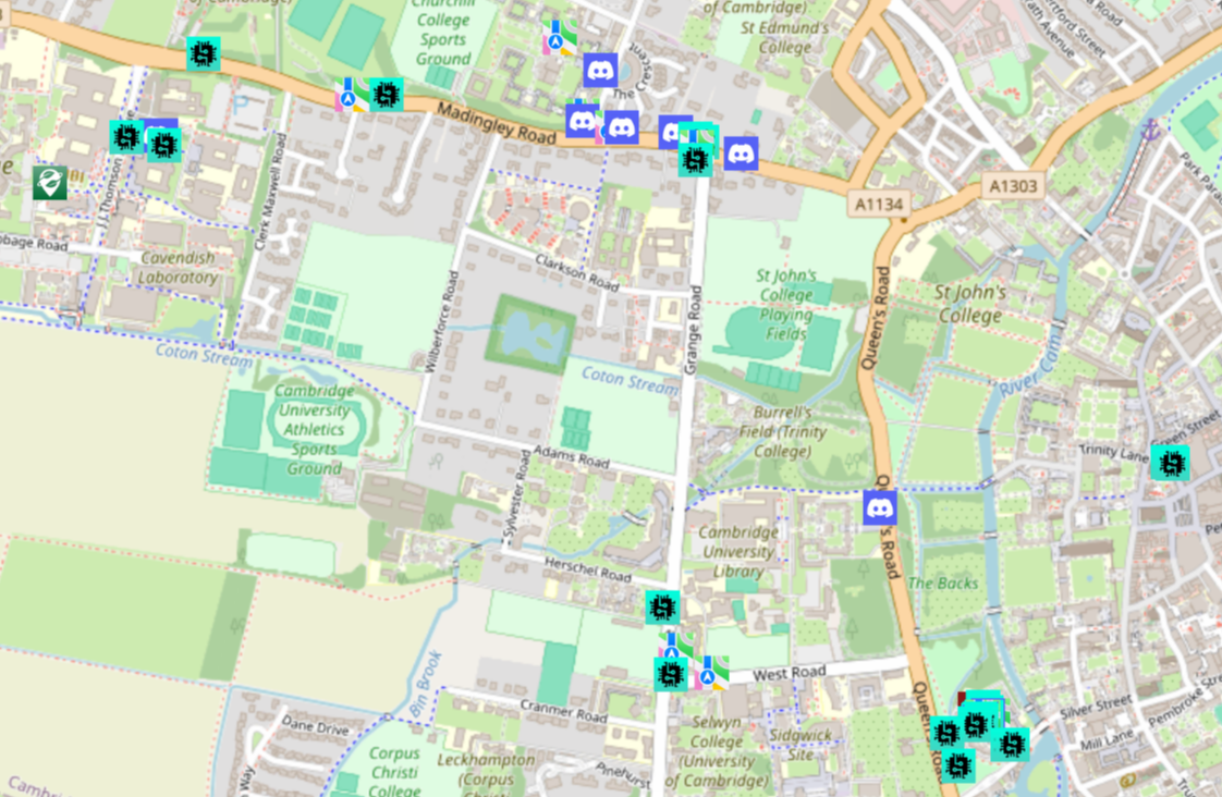 Map of open app locations