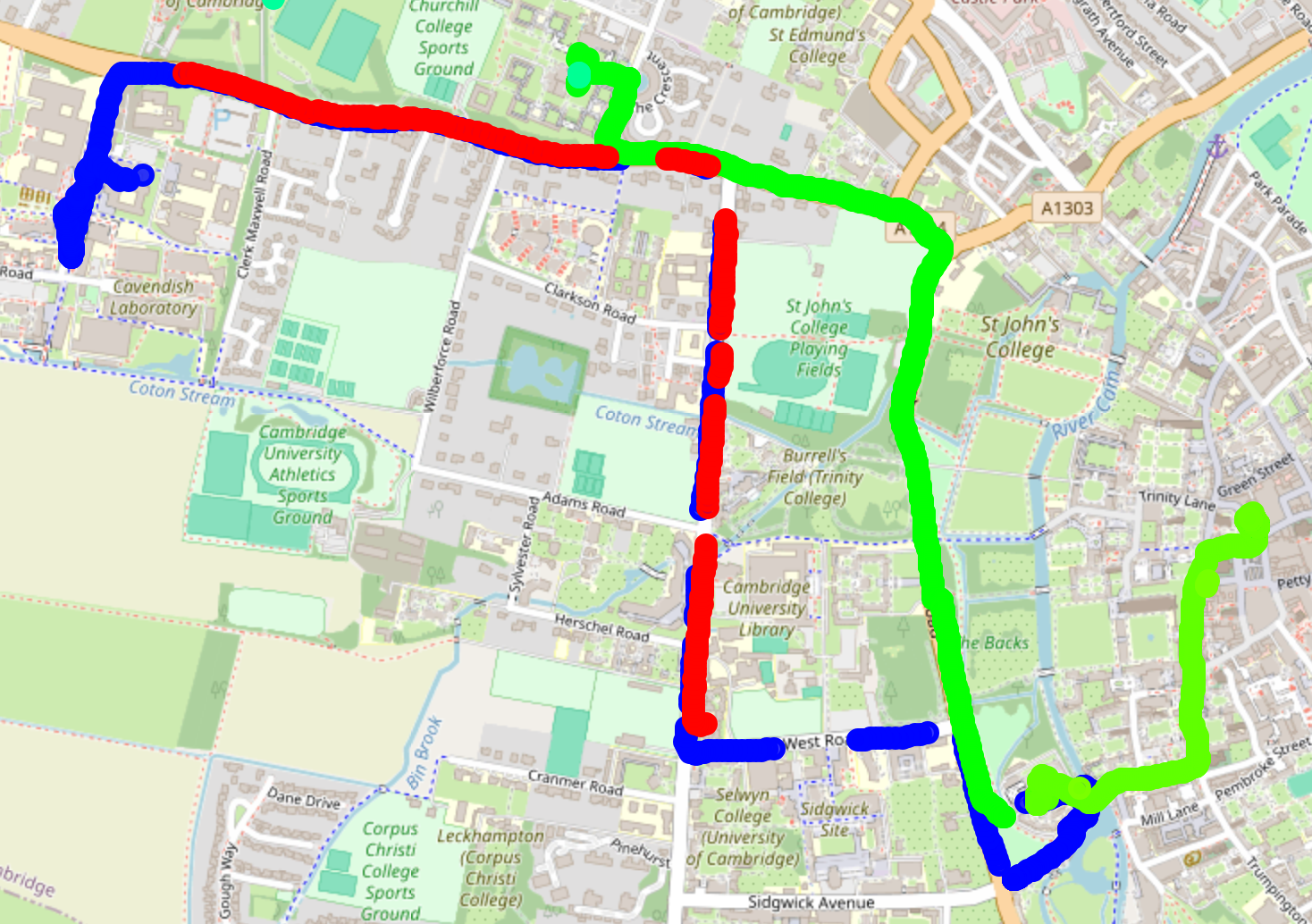 Map of me walking home after an event